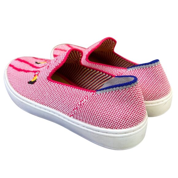 Rothys Slip On Shoes Girls Size 3 Sneakers  Pink Flamingo Round Toe - Picture 12 of 16